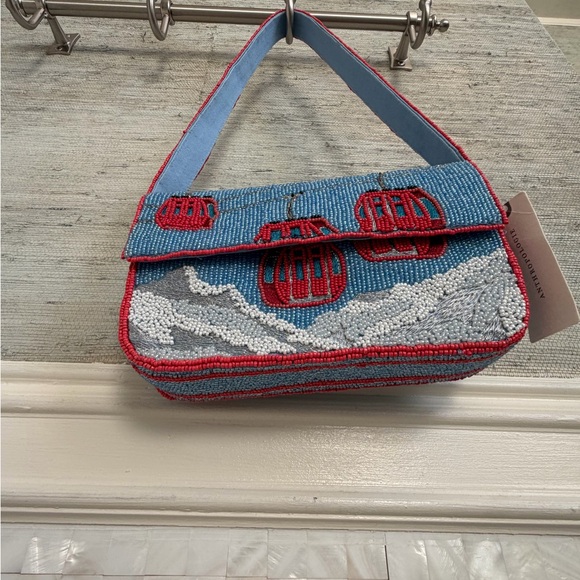 NWT new Anthropologie Fiona beaded shoulder bag winter icon ski gondola purse - Picture 13 of 17